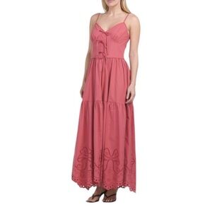 Moon River 100% Cotton Dusty Rose Maxi Dress Size Small